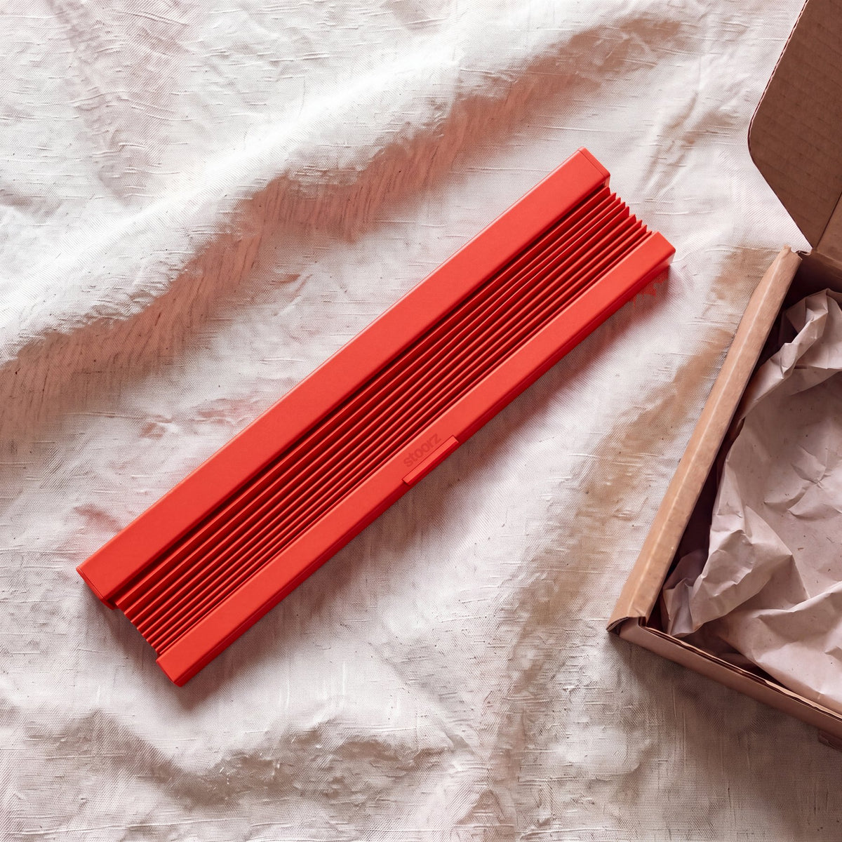 Folded Stoorz blind fresh out of its box, ready to fit